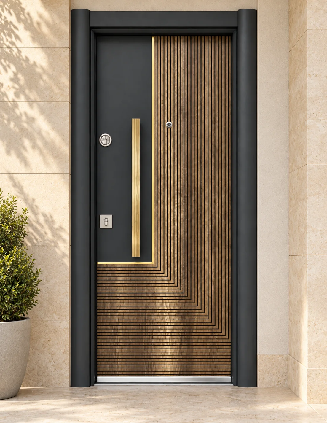 Lignes imbriquées — Lignes bronze et poignée dorée